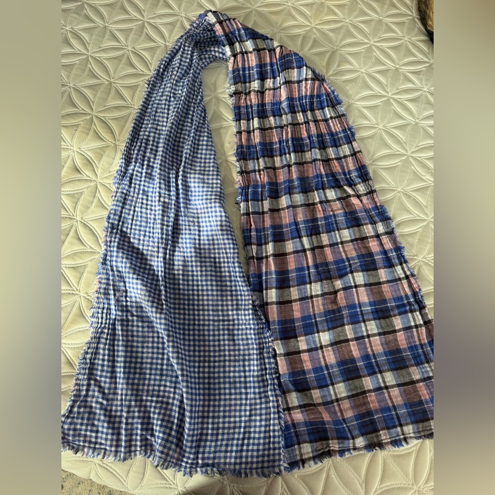 American Colors by Alex Lehr Reversible Plaid and Gingham Cotton Scarf - Picture 3 of 3